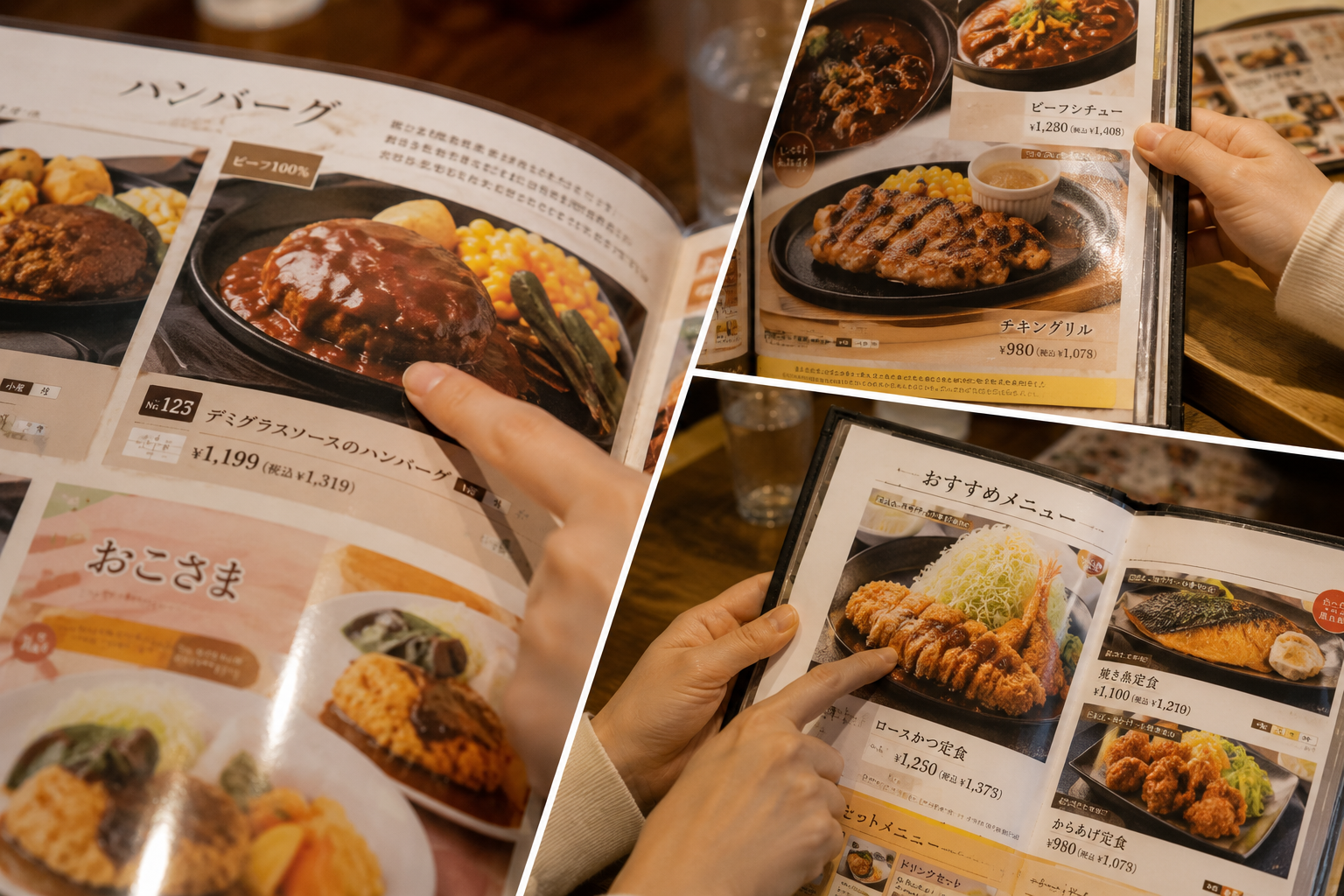 外食で十分加熱された料理を選ぶ様子